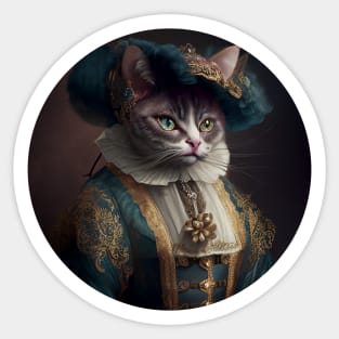 Pretty Tabby Cat in Baroque Costume Sticker